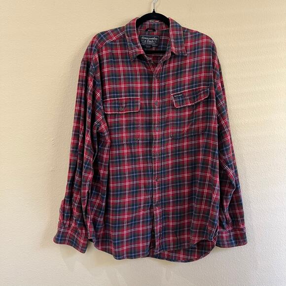 Abercrombie & Fitch Other - Vintage Mens Abercrombie & Fitch Button Down Flannel Shirt Plaid Red size L